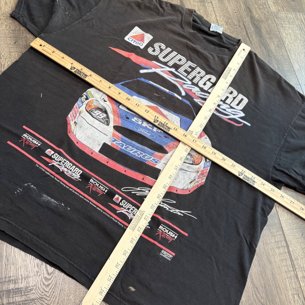 Delta Jeff Burton NASCAR T Shirt Mens 2XL Black Y2K Supergard Racing‎ 99 Roush - Picture 5 of 11